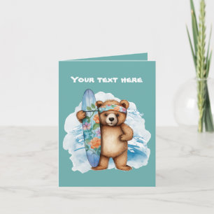 Carte Ours surfant mignon ajouter du texte 
