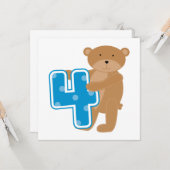 Carte Ours T-shirts et cadeaux pour le 4e anniversaire (Devant/Arrière en situation)