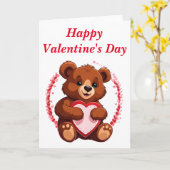 Carte Ours tenant un cœur Saint-Valentin (Fleur jaune)