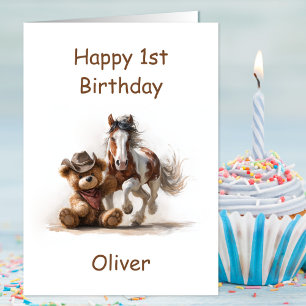 Carte Ourson cow-boy 1er anniversaire