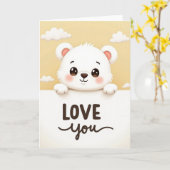Carte Ourson Mignon Je T'Aime (Fleur jaune)