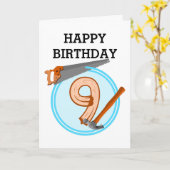 Carte Outil de construction de garçon de 9 ans conceptio (Fleur jaune)