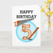 Carte OUTILS D'Anniversaire Des Garçons De Cinq Ans (Fleur jaune)