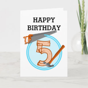 Carte OUTILS D'Anniversaire Des Garçons De Cinq Ans