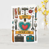 Carte Outils pour papa Fête des pères IA-art (Fleur jaune)