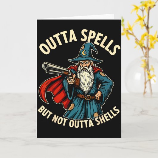 Carte Outta Spells But Not Outta Shells Wizard Fantasy M (Fleur jaune)