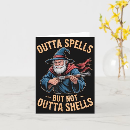 Carte Outta Spells But Not Outta Shells Wizard Fantasy M (Fleur jaune)