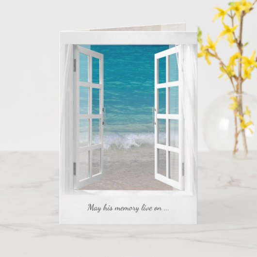 Carte ouverture plage océan scène sympathie (Fleur jaune)