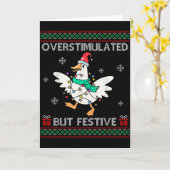 Carte Overstimulated But Festive Goose Ugly Sweater Chri (Fleur jaune)
