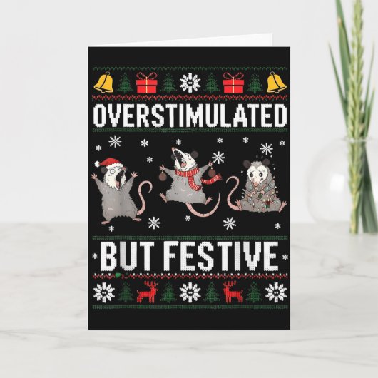 Carte Overstimulated But Festive Ossum Ugly Sweater Chri (Devant)
