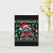 Carte Overstimulated But Festive Raccoon Christmas (Fleur jaune)