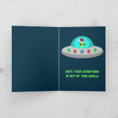 Carte OVNI de Noël Ho Ho Alien soucoupe volante (Intérieur)