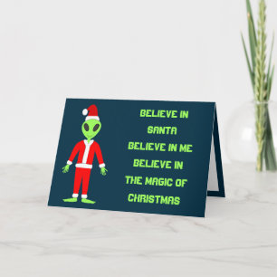 Carte OVNI Ho Père Noël alien Personnalisé
