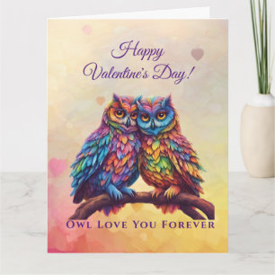 Carte Owl Love You Forever-Colorful Owls-Valentine's Day