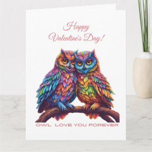 Carte Owl Love You Forever-Colorful Owls-Valentine's Day