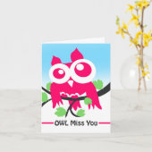 Carte Owl Miss You Cute Rose Owl Goodbye (Fleur jaune)