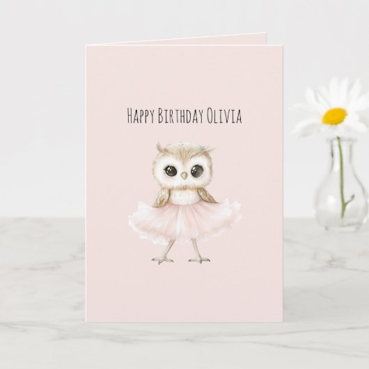 Carte Owl Pink Tutu Birthday (Petite plante)