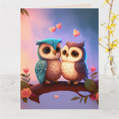 CARTE OWL VOUS AIMERA TOUJOURS -ROMANTIQUE GREETING CARD (Fleur jaune)