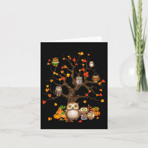 Carte Owls Leaves Tree Fall Autumn Pumkin Halloween Owl