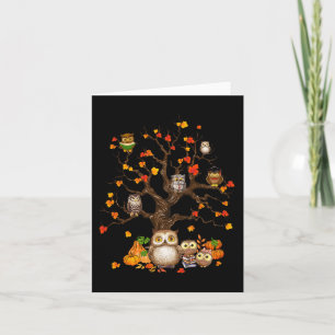 Carte Owls Leaves Tree Fall Autumn Pumkin Halloween Owl