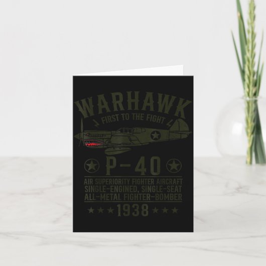 Carte P-40 Warhawk Ww2 Fighter Aircraft First To The Fig (Devant)