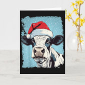 Carte P Art Vache de Noël Colorée (Fleur jaune)