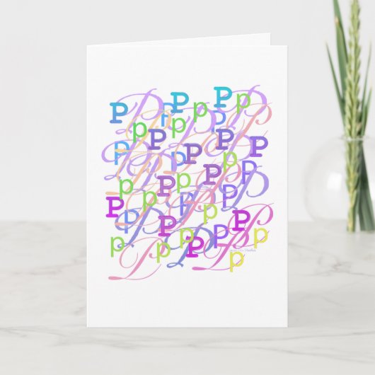 Carte "P" Confettis de Lettres (Devant)