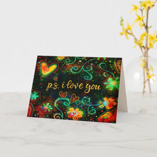 Carte P.s. I Love You Whimsical Moderne Valentine (Fleur jaune)
