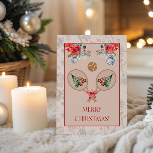 Carte Padel Themed Christmas Card – Padel Racquet Motif