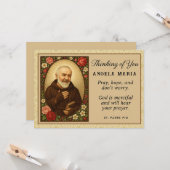 Carte Padre Pio S'inquiéter Penser à vous Encouragement (Devant/Arrière en situation)