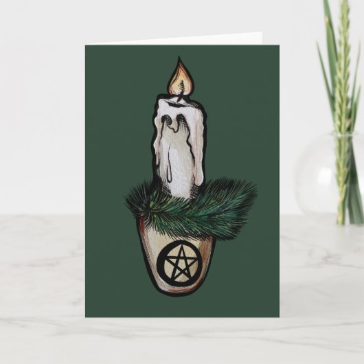 Carte Pagan Yule Chandelle wicca w (Devant)