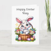 Carte Page adorable Lapin de Pâques et coloriage (Devant)