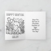 Carte Page adorable Lapin de Pâques et coloriage (Intérieur)