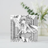 Carte Page Color Me | Anime Superhero fille (Debout devant)