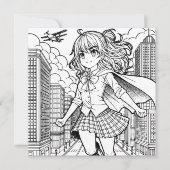 Carte Page Color Me | Anime Superhero fille (Devant)