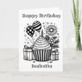 Carte Page Color Me Cupcake and Flowers Anniversaire de  (Devant)