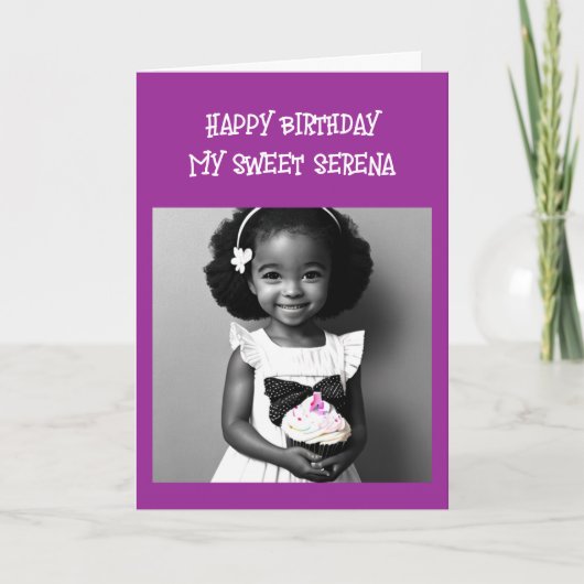 Carte Page Couleur | Petite fille de couleur Anniversair (Devant)