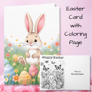 Carte Page de coloration du lapin de Pâques