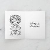 Carte Page de coloriage de ballerine pour l'anniversaire (Intérieur)