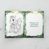 Carte Page de coloriage de dragon Whimsical et anniversa (Intérieur)