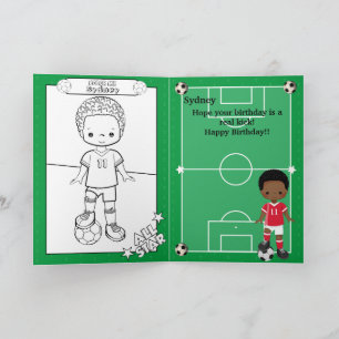 Carte Page de coloriage de football pour garçons joyeux