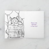 Carte Page de coloriage Kitten avec Cupcake Anniversaire (Intérieur)