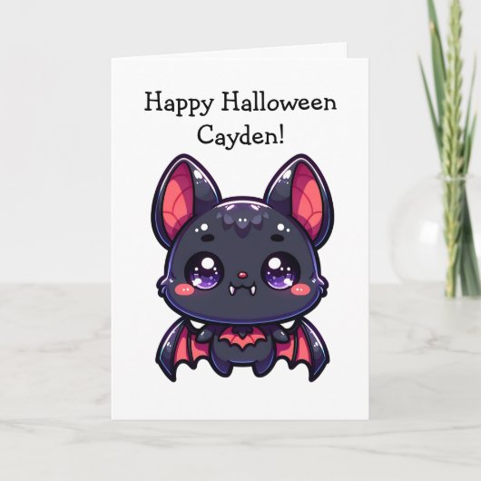 Carte Page Halloween chauve-souris et coloration pour en (Devant)