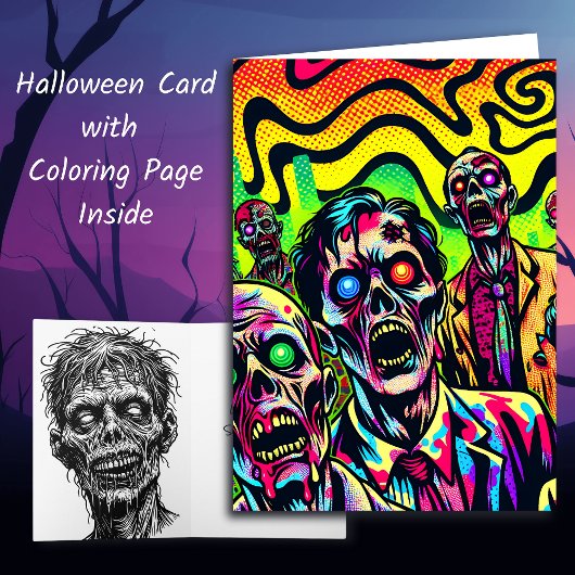 Carte Page Halloween et coloration de Spookie Zombies