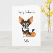 Carte Page Happy Halloween Chihuahua et Coloring (Fleur jaune)