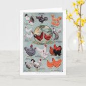 Carte Page Livre Vintage de poulets (Fleur jaune)