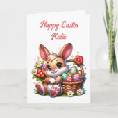 Carte Page personnalisée lapin de Pâques + coloriage (Devant)