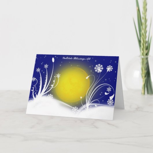 Carte païenne de bénédictions de Noël de lune (Devant)