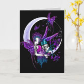 Carte "Paige" Rainbow Butterfly Moon Fairy Art Card (Fleur jaune)