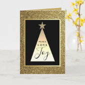 Carte Pailleté Or et Noël Fêtes Noir (Fleur jaune)